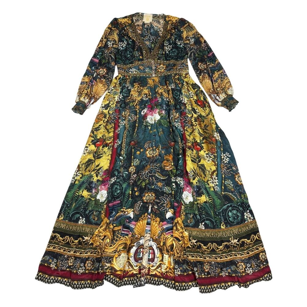 Camilla Button Dress Shaped Waistband Womens Size AU XL Silk Verdis World